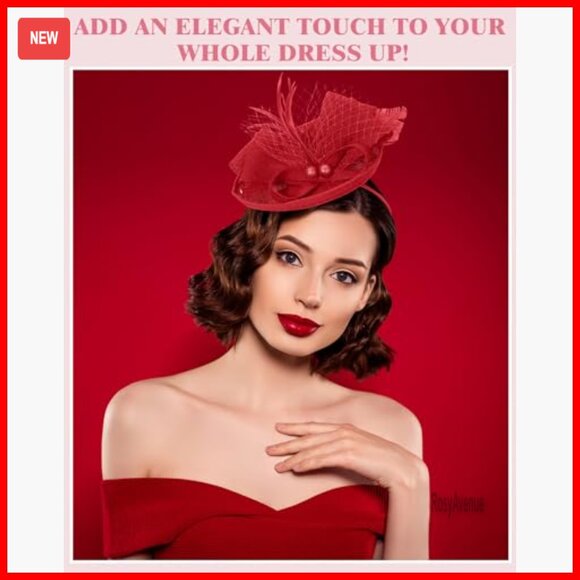 6 Pack Fascinators Derby Hats Mesh Feather Hair Clip Women Formal Vintage main image 6